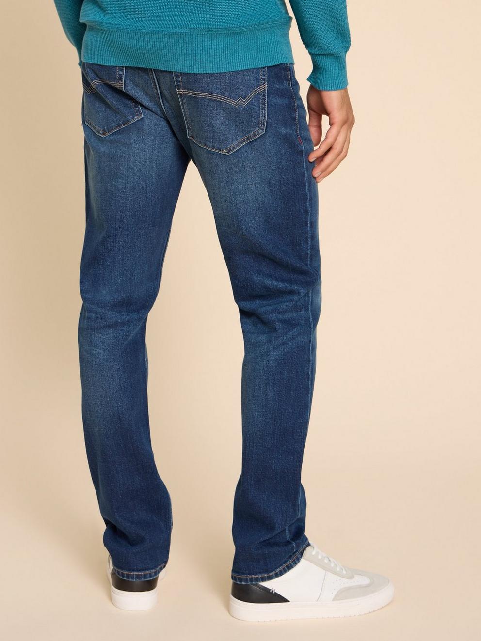 Eastwood Straight Jean in MID DENIM - MODEL BACK