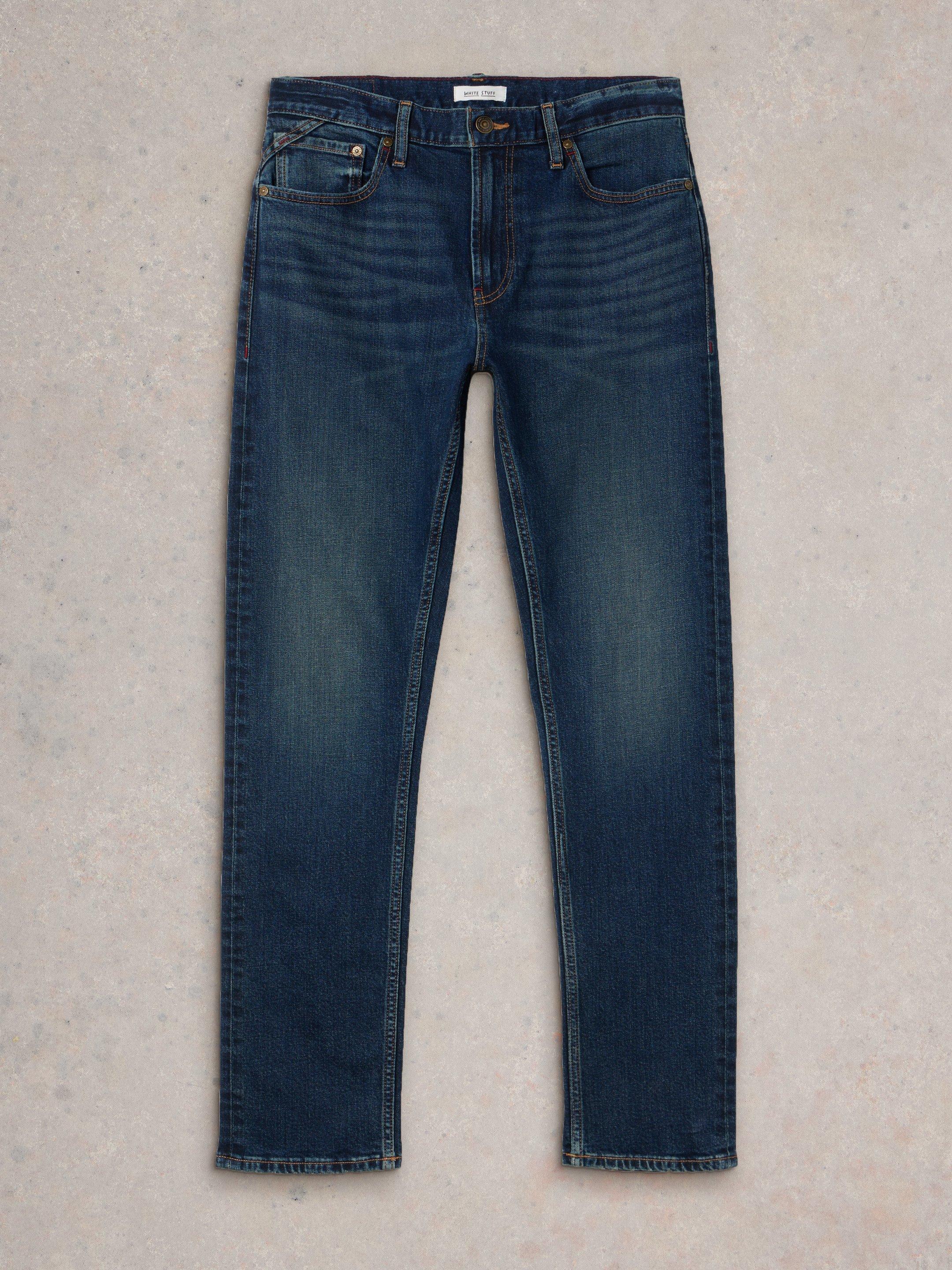 Eastwood Straight Jean Zip Fly in MID DENIM White Stuff