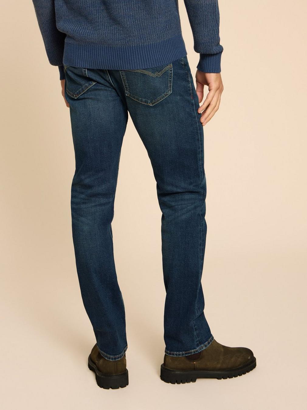 Eastwood Straight Jean Zip Fly in DK BLUE - MODEL BACK