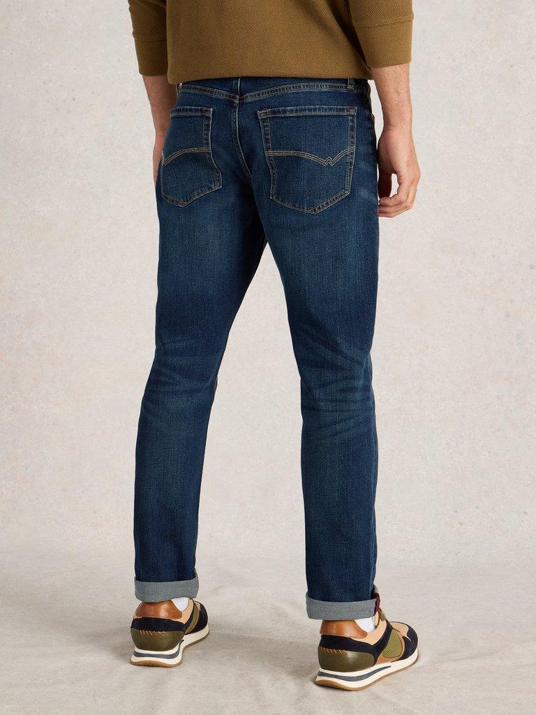 Eastwood Straight Jean Zip Fly in MID DENIM - MODEL BACK