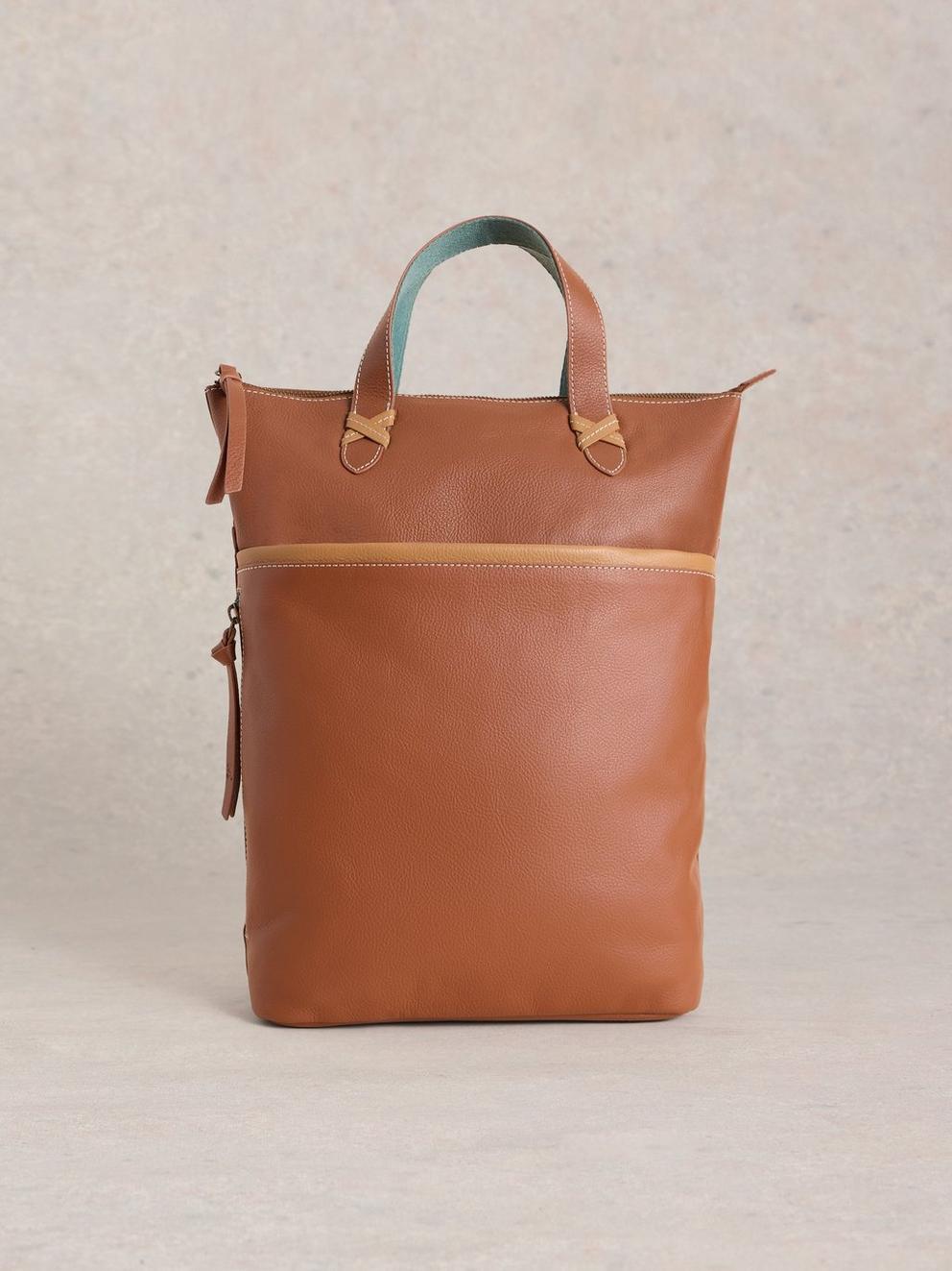 Leather Convertible Backpack in MID TAN - LIFESTYLE