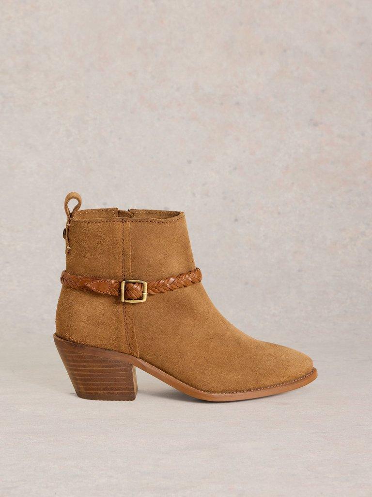 Peony Suede Plait Strap Boot in MID TAN - LIFESTYLE