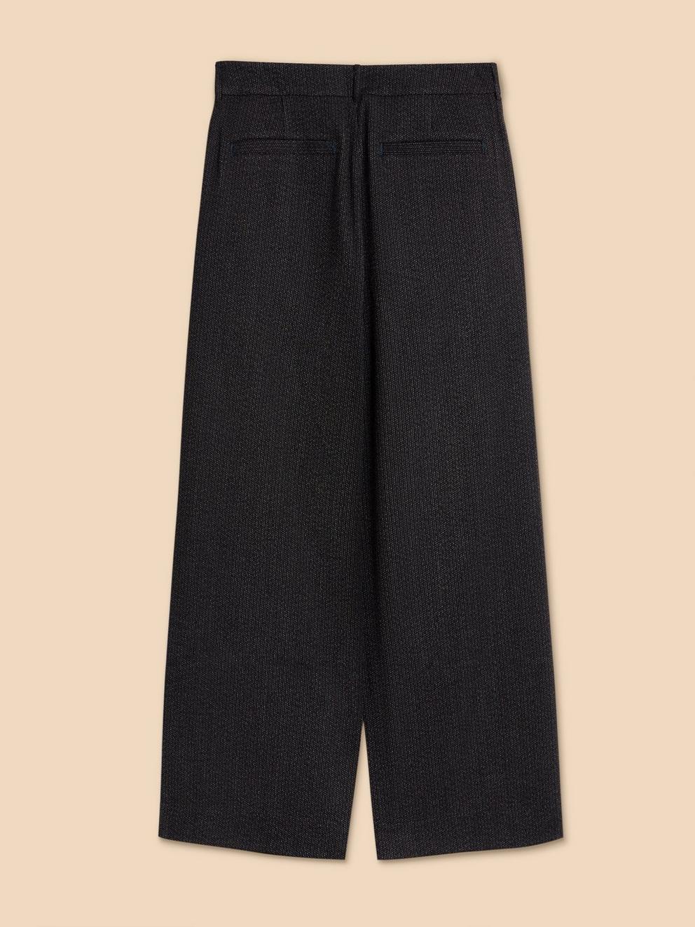 Belle Wide Leg Tweedy Trouser in BLK MLT - FLAT BACK