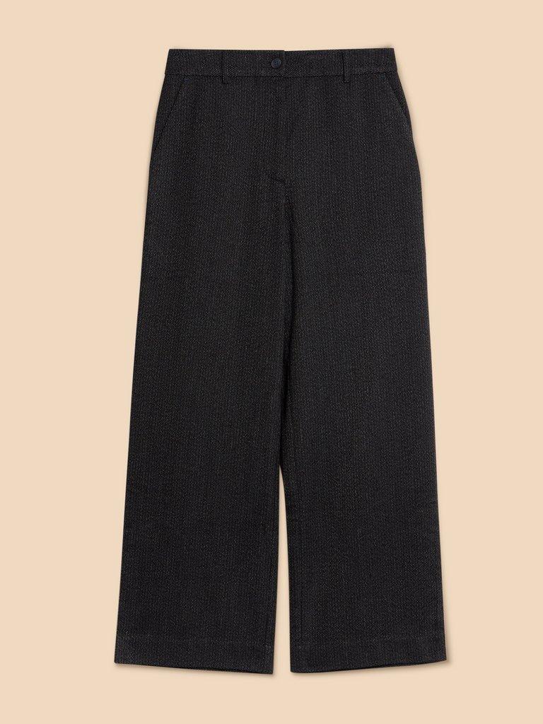 Belle Wide Leg Tweedy Trouser in BLK MLT - FLAT FRONT