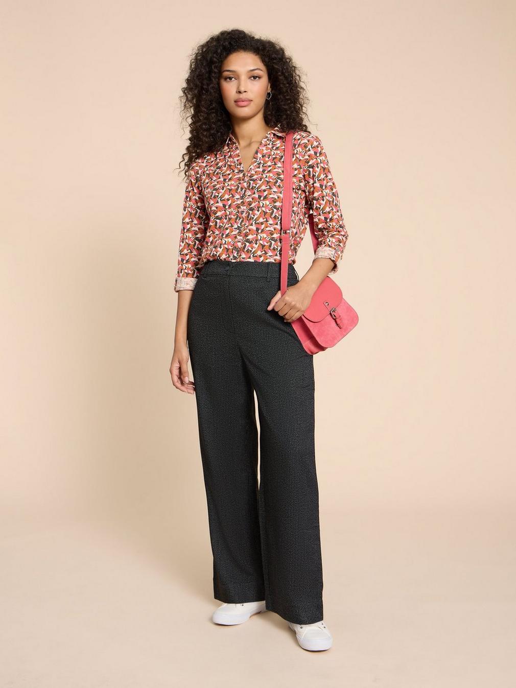 Belle Wide Leg Tweedy Trouser in BLK MLT - LIFESTYLE