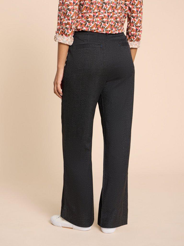 Belle Wide Leg Tweedy Trouser in BLK MLT - MODEL BACK