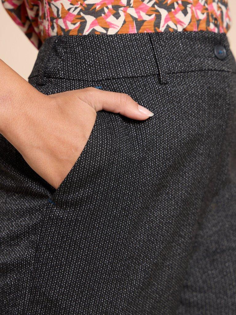 Belle Wide Leg Tweedy Trouser in BLK MLT - MODEL FRONT
