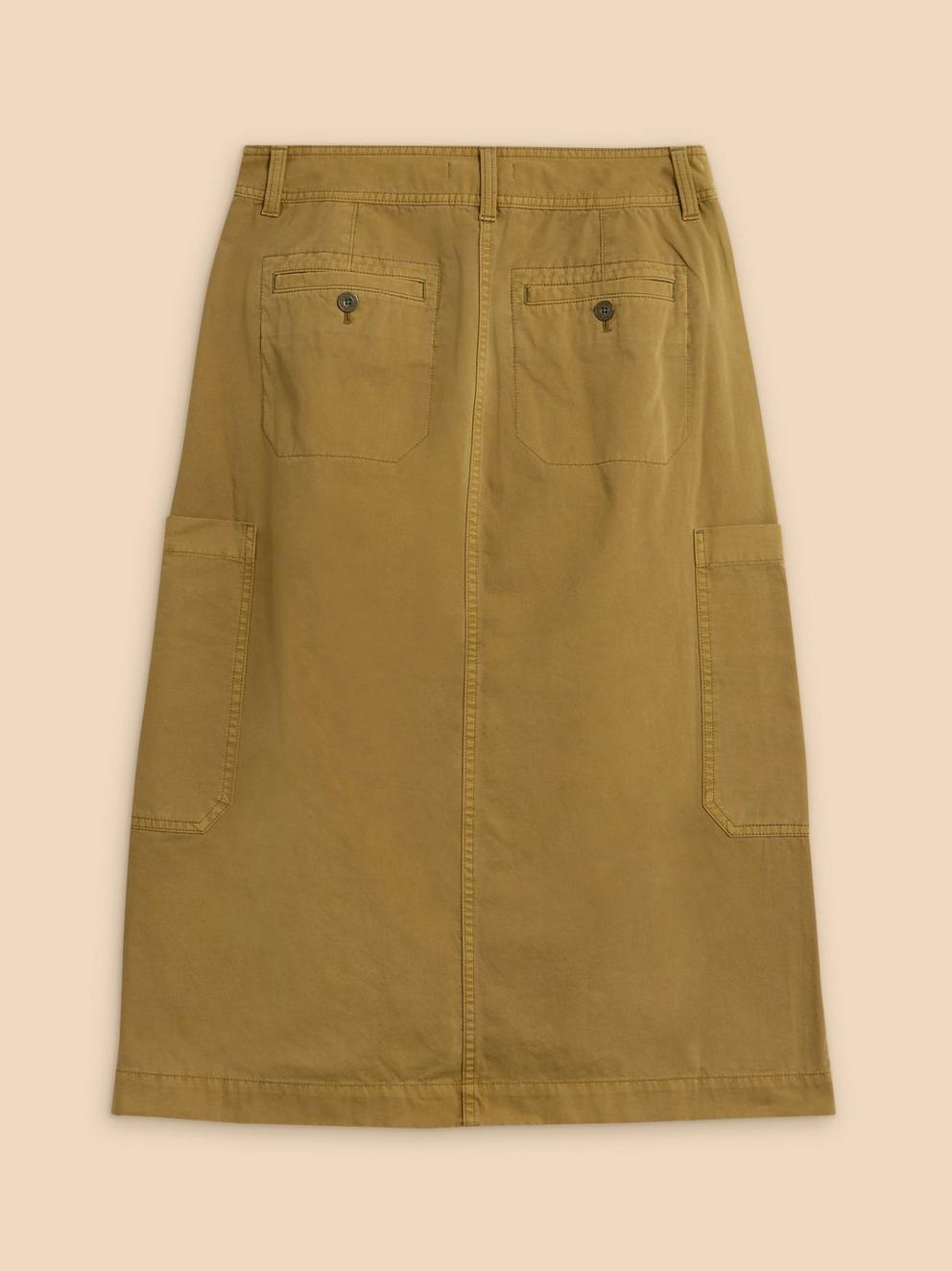 Carlie Cargo Skirt in KHAKI GRN - FLAT BACK