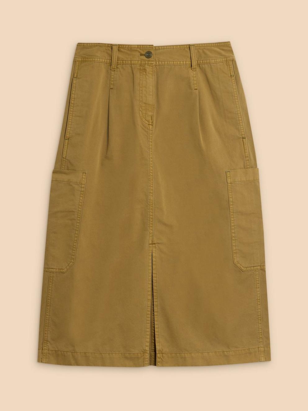 Carlie Cargo Skirt in KHAKI GRN - FLAT FRONT