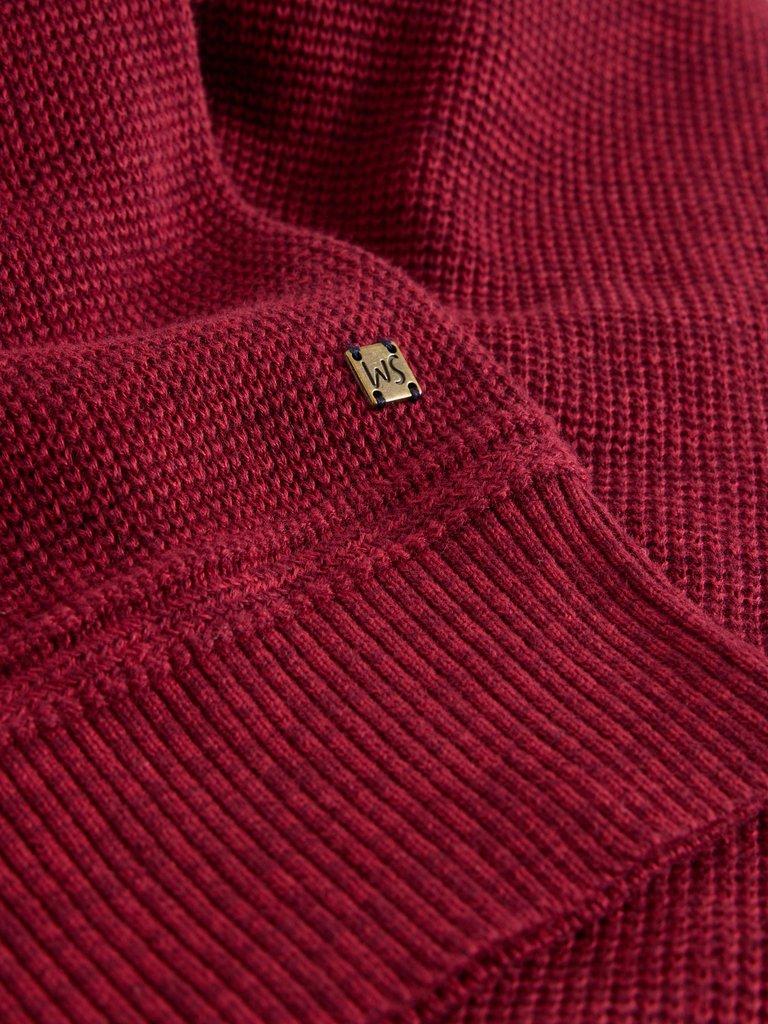 Attadale Funnel Neck Jumper in DEEP RED - FLAT DETAIL