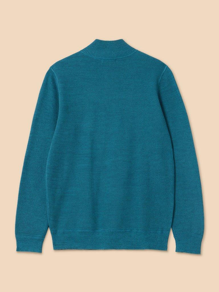 Attadale Funnel Neck Jumper in MID TEAL - FLAT BACK