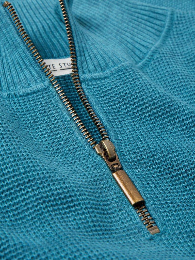 Attadale Funnel Neck Jumper in MID TEAL - FLAT DETAIL