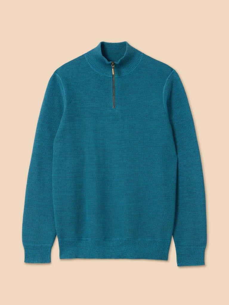 Attadale Funnel Neck Jumper in MID TEAL - FLAT FRONT