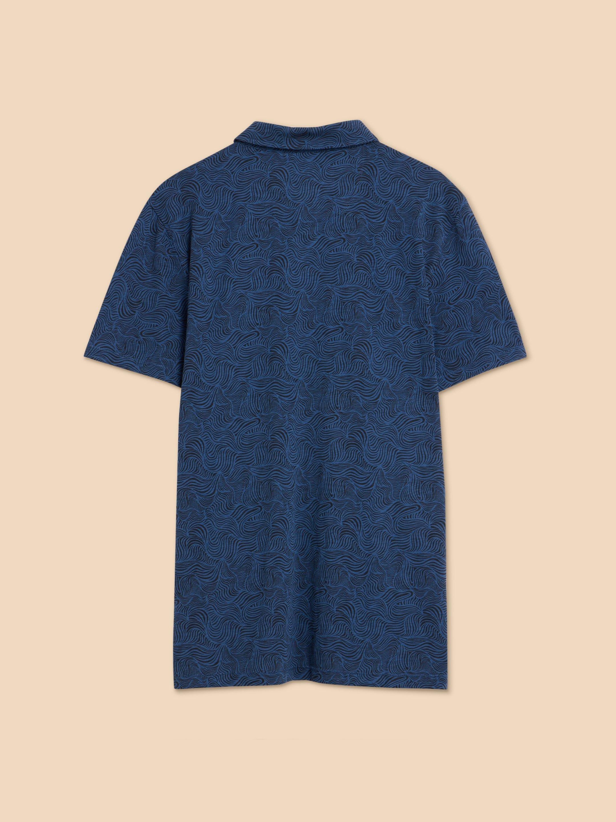 Waves Printed Polo in NAVY PR - FLAT BACK