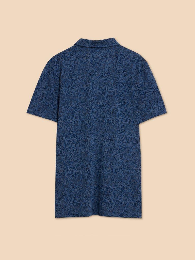 Waves Printed Polo in NAVY PR - FLAT BACK