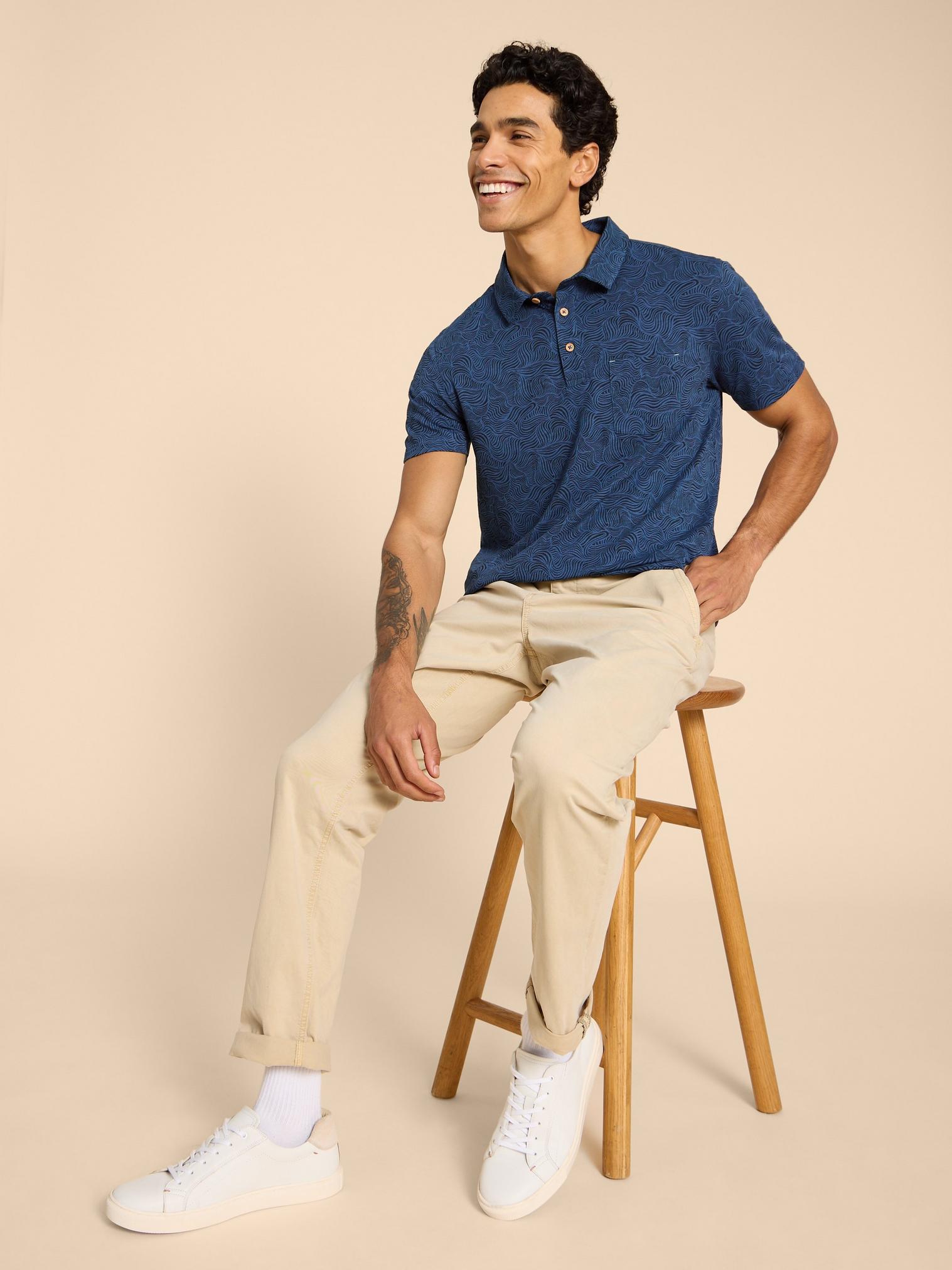 Waves Printed Polo in NAVY PR - LIFESTYLE
