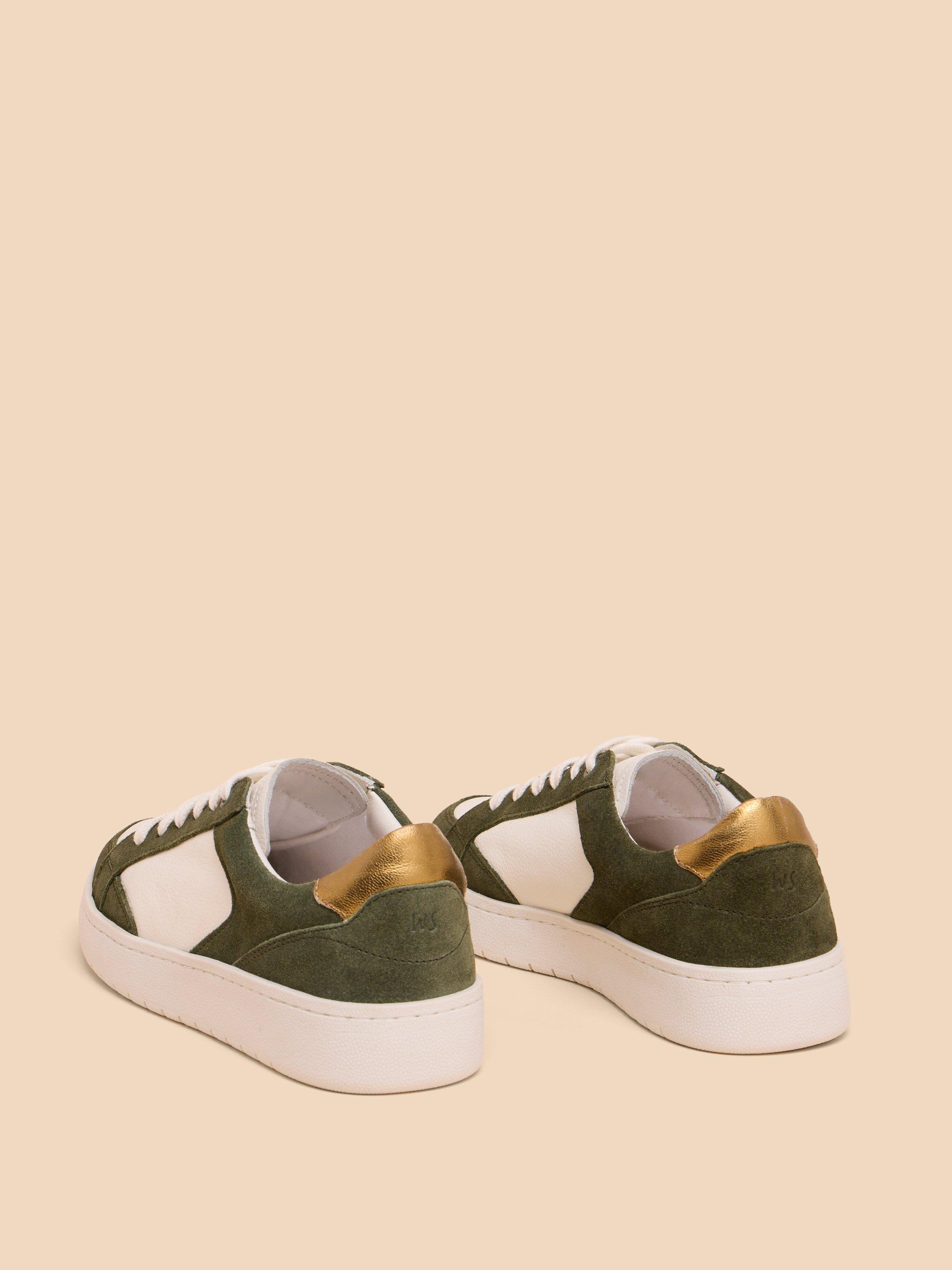 Dahlia Leather Trainer in GREEN MLT - FLAT BACK