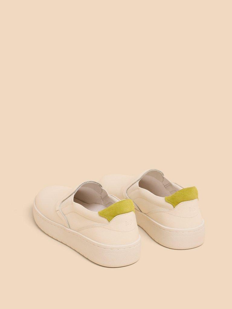 Primrose Leather Slip On in BRIL WHITE - FLAT BACK