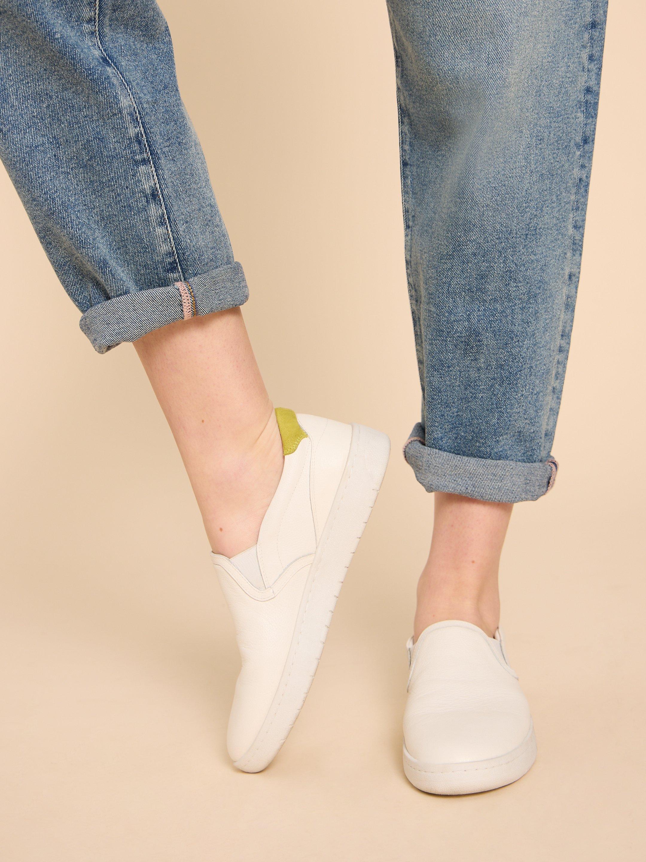 White leather store slip on trainers