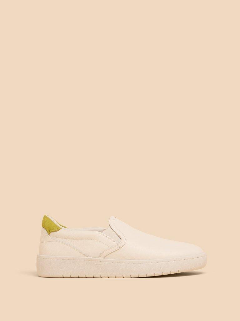 Primrose Leather Slip On in BRIL WHITE - MODEL FRONT