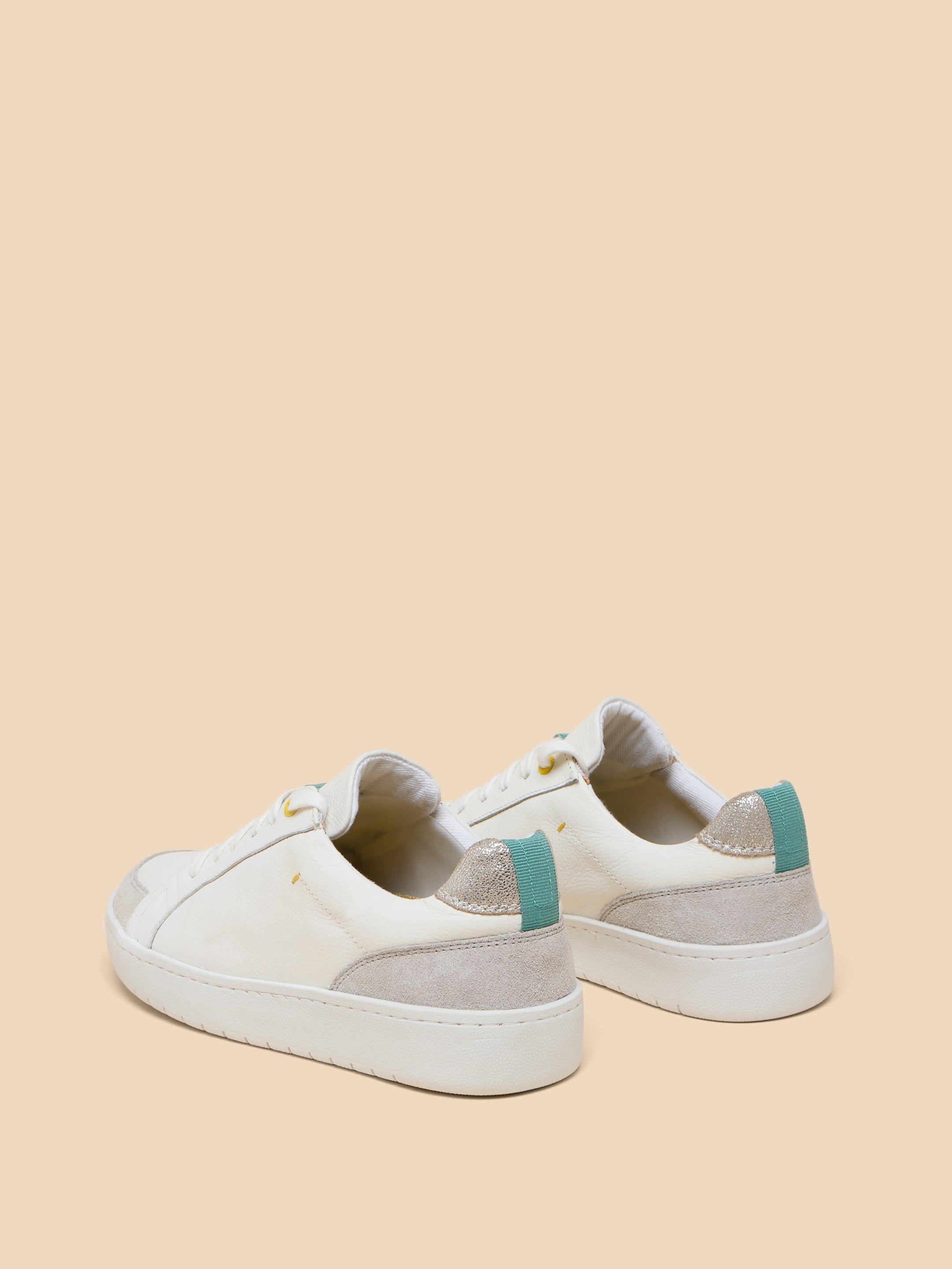 Lily Leather Suede Trainer in WHITE MLT - FLAT BACK