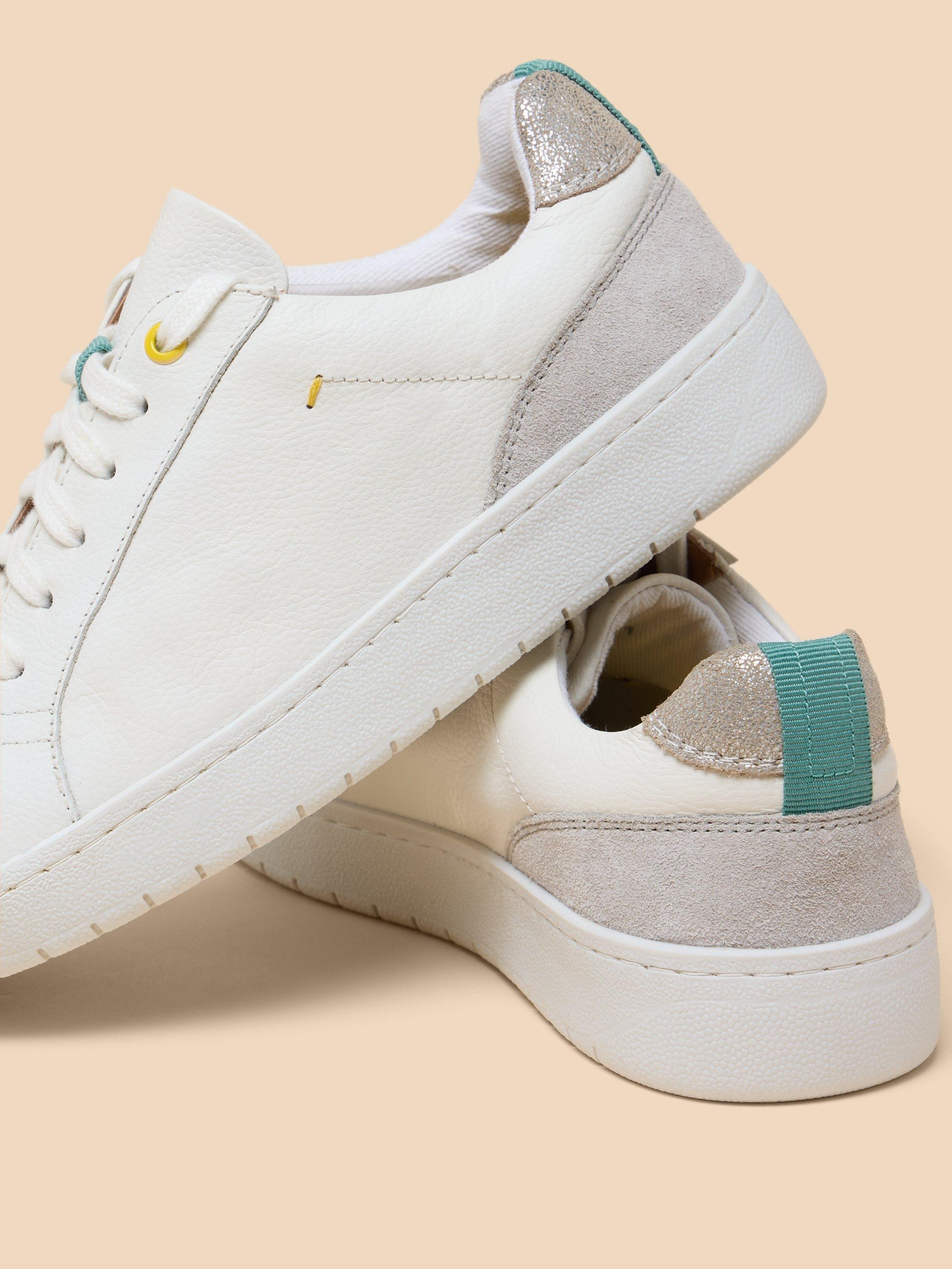Lily Leather Suede Trainer in WHITE MLT - FLAT DETAIL