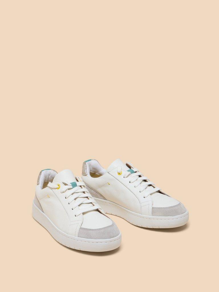 Lily Leather Suede Trainer in WHITE MLT - FLAT FRONT