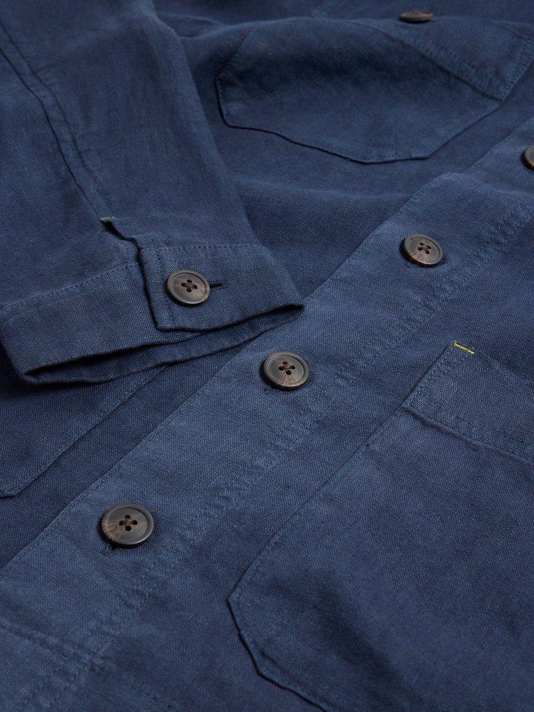 Linen Chore Jacket in DARK NAVY - FLAT DETAIL