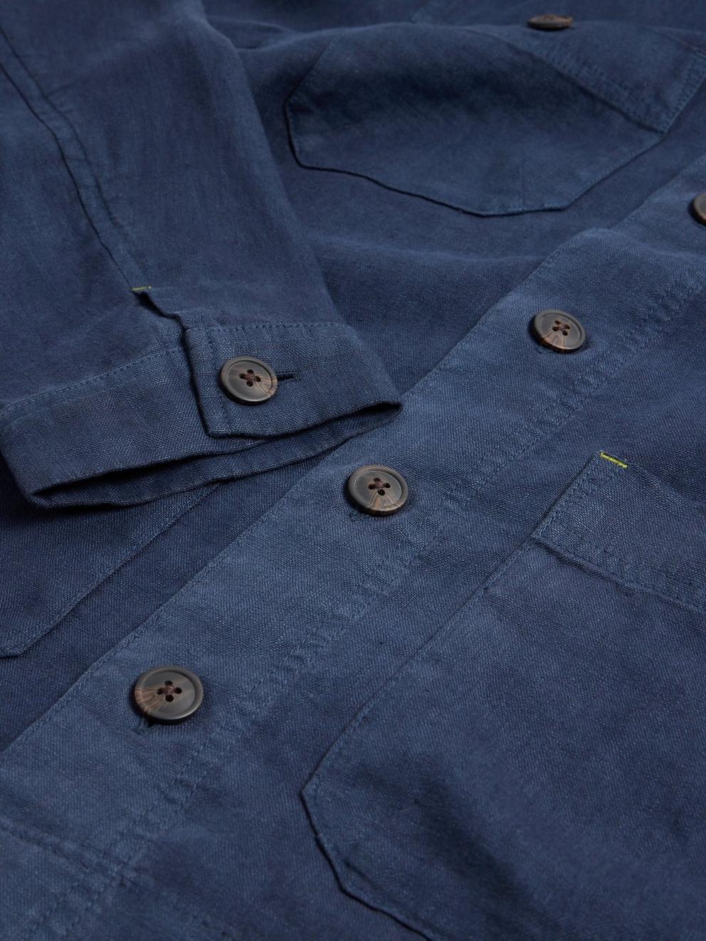 Linen Chore Jacket in DARK NAVY - FLAT DETAIL