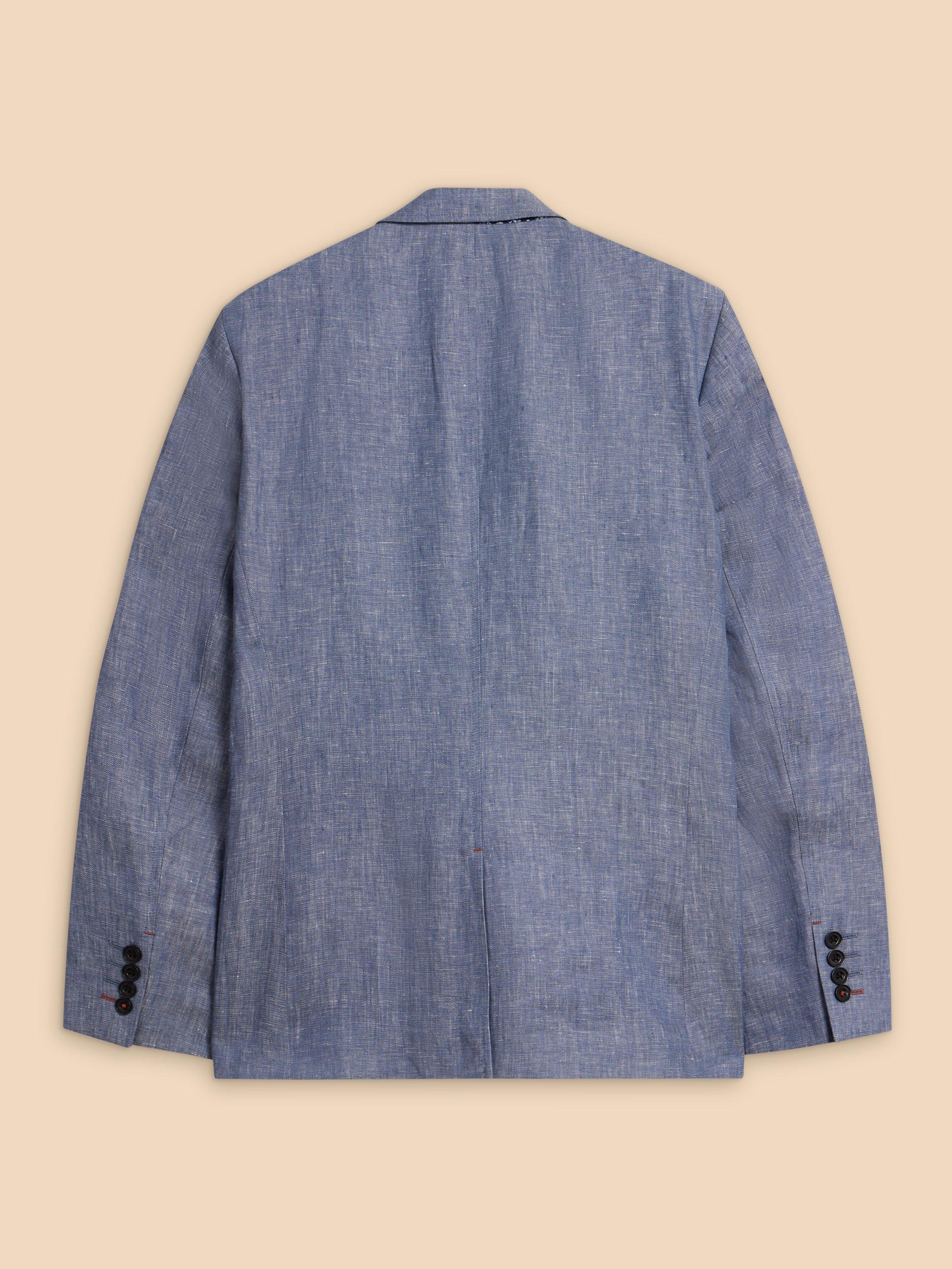 Linen Blazer in MID BLUE - FLAT BACK