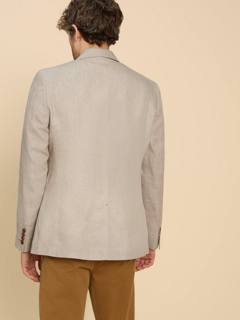 Linen Blazer in NAT WHITE - MODEL BACK