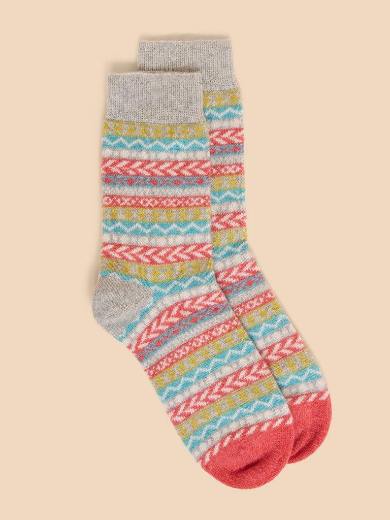Fairisle Mix Pop Wool Socks in GREY MULTI | White Stuff