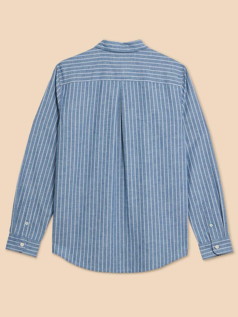 Stripe LS Shirt in CHAMB BLUE - FLAT BACK