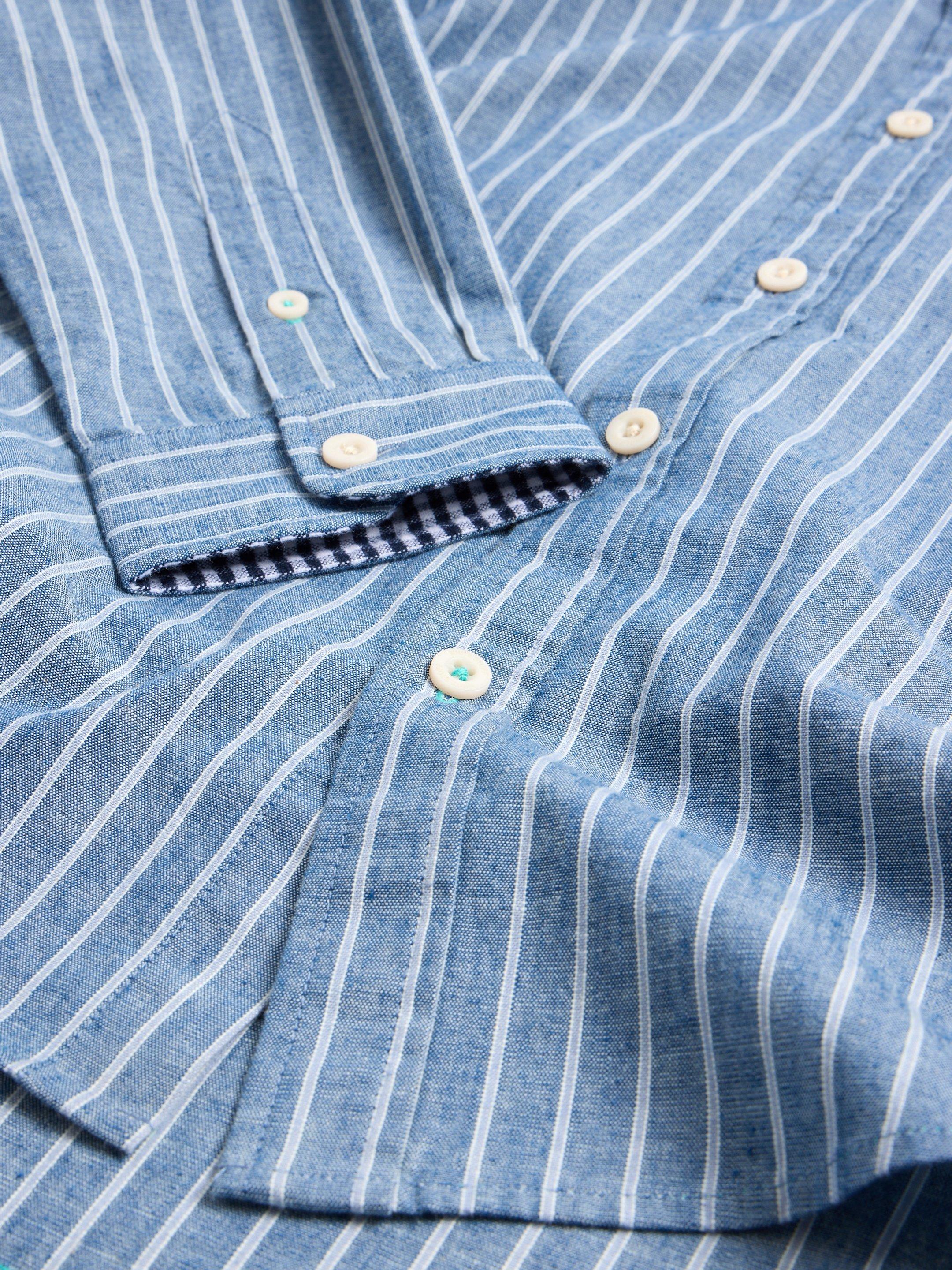 Stripe LS Shirt in CHAMB BLUE - FLAT DETAIL