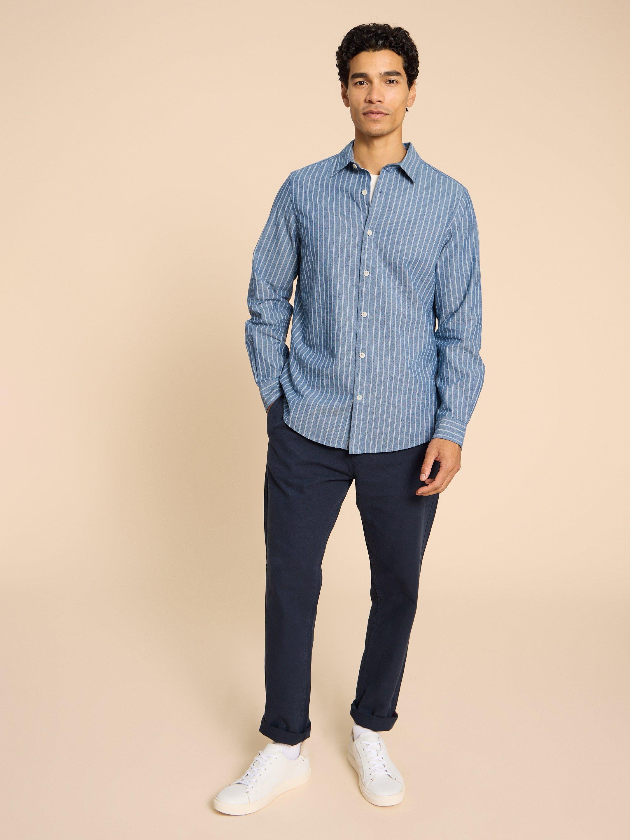 Stripe LS Shirt in CHAMB BLUE - LIFESTYLE
