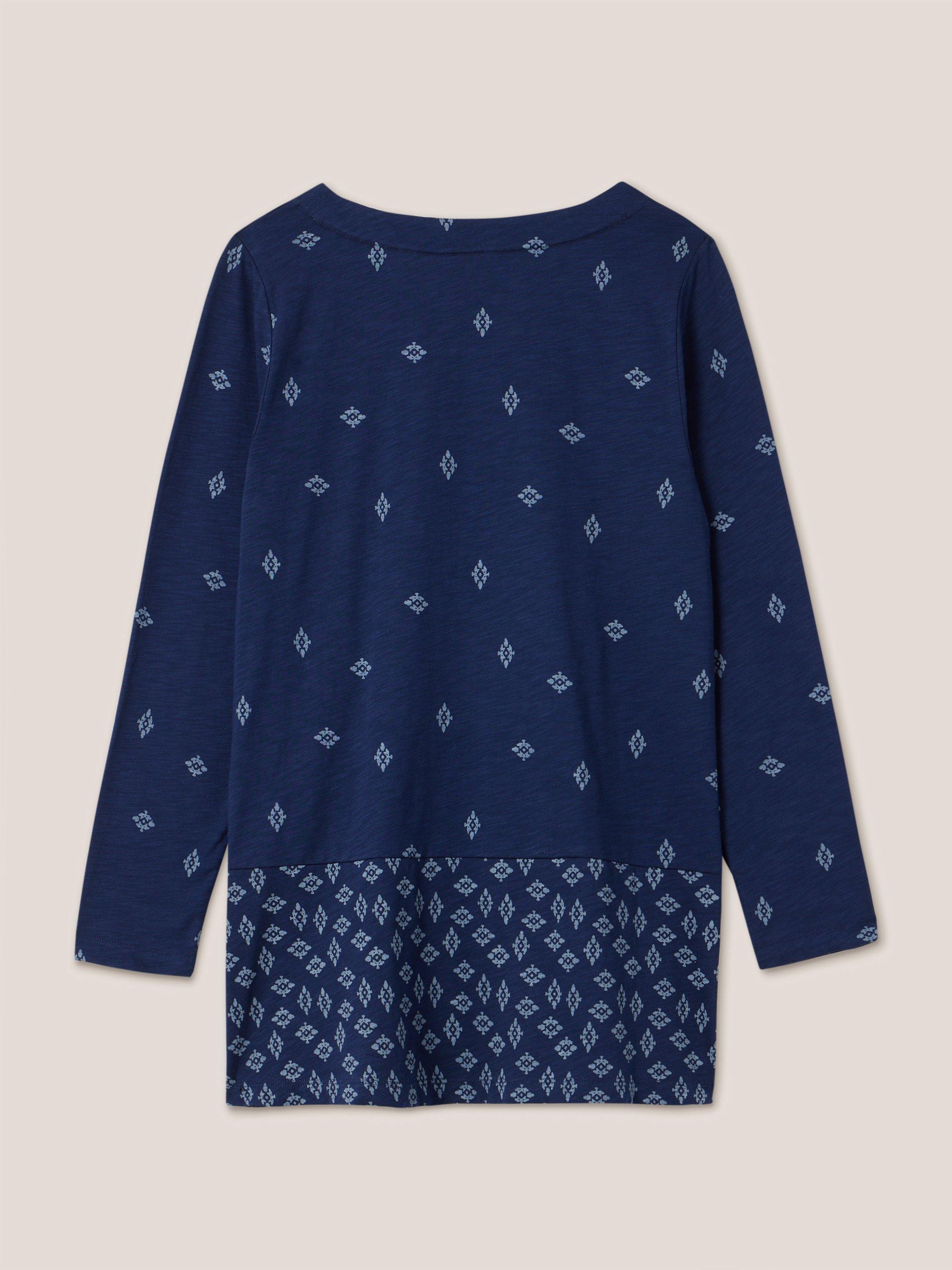 CARRIE LS TUNIC in NAVY PR - FLAT BACK