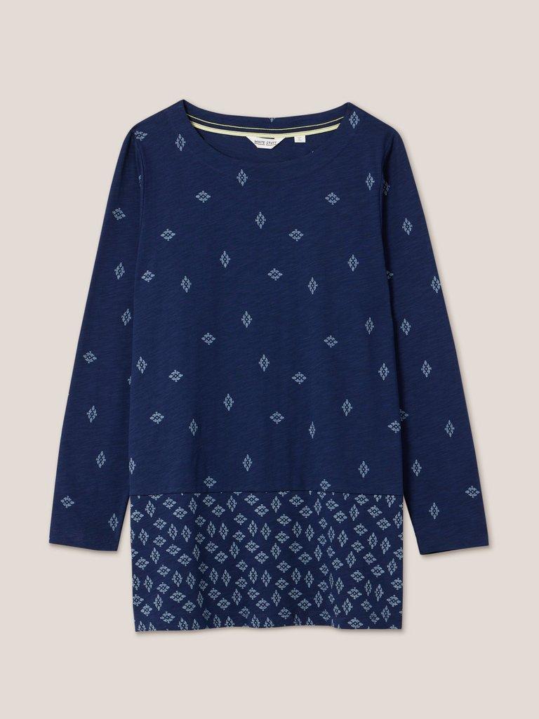 CARRIE LS TUNIC in NAVY PR - FLAT FRONT