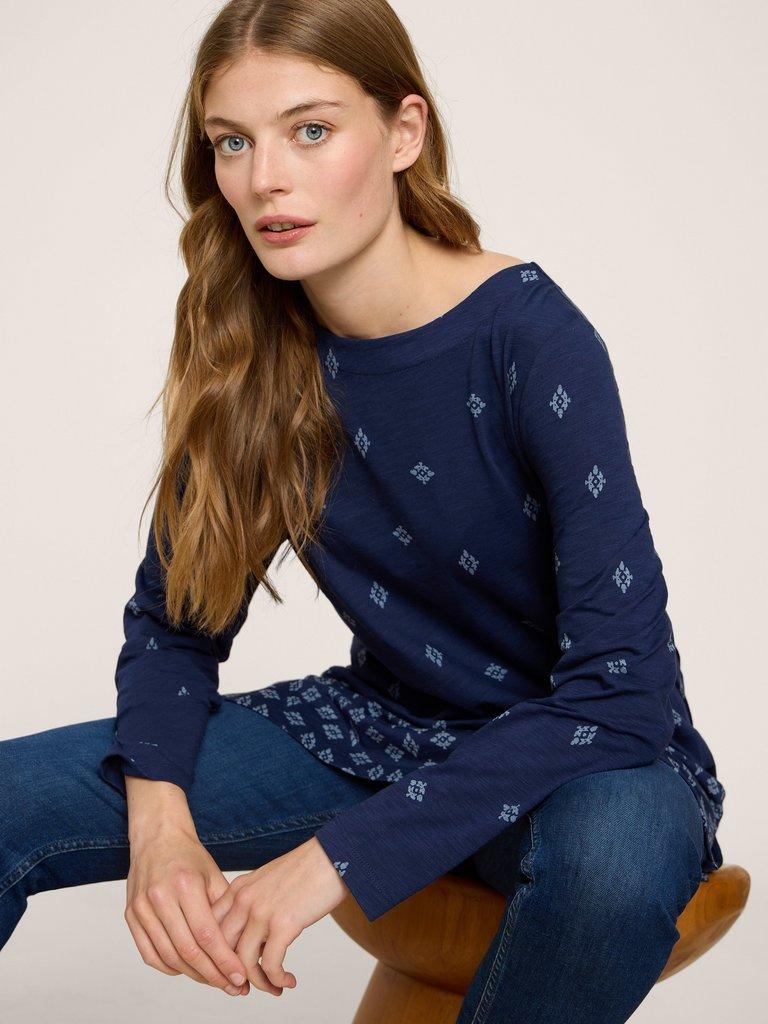 CARRIE LS TUNIC in NAVY PR - LIFESTYLE