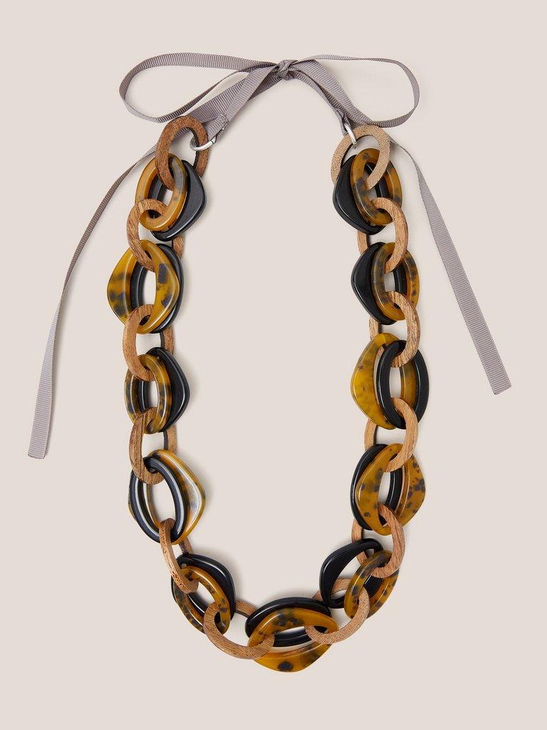 Zinnia Long Chain Necklace in BROWN MLT - FLAT FRONT