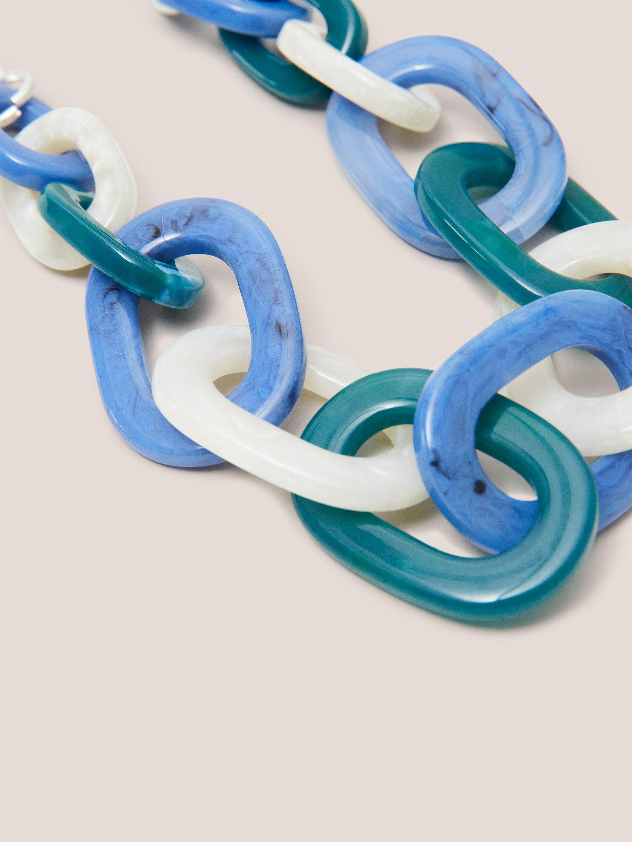 Zalie Resin Chain Necklace in BLUE MLT - FLAT DETAIL