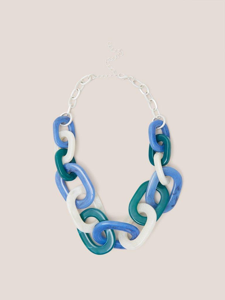 Zalie Resin Chain Necklace in BLUE MLT - FLAT FRONT