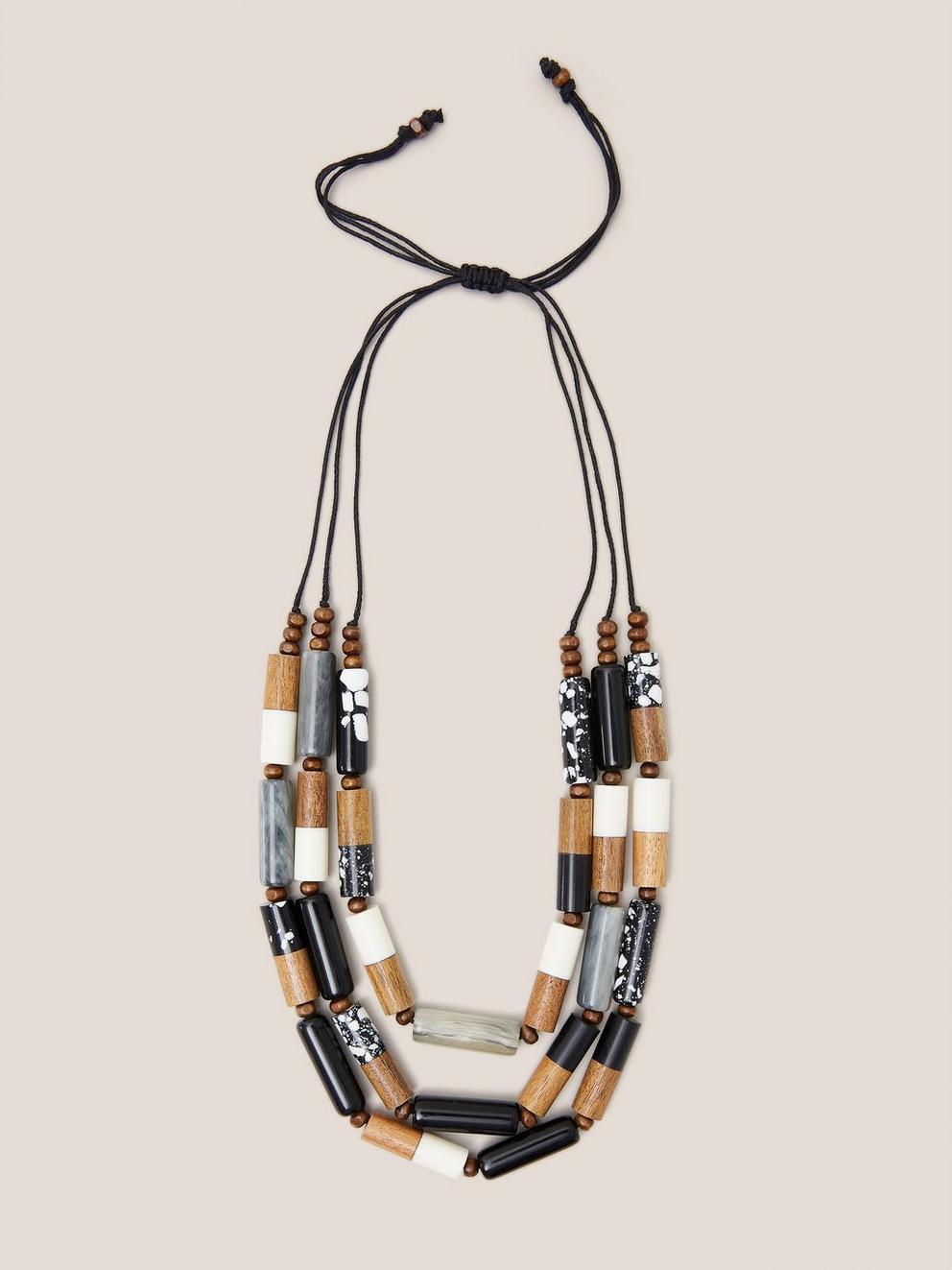 Marilla Multi Row Necklace in BLK MLT - FLAT FRONT