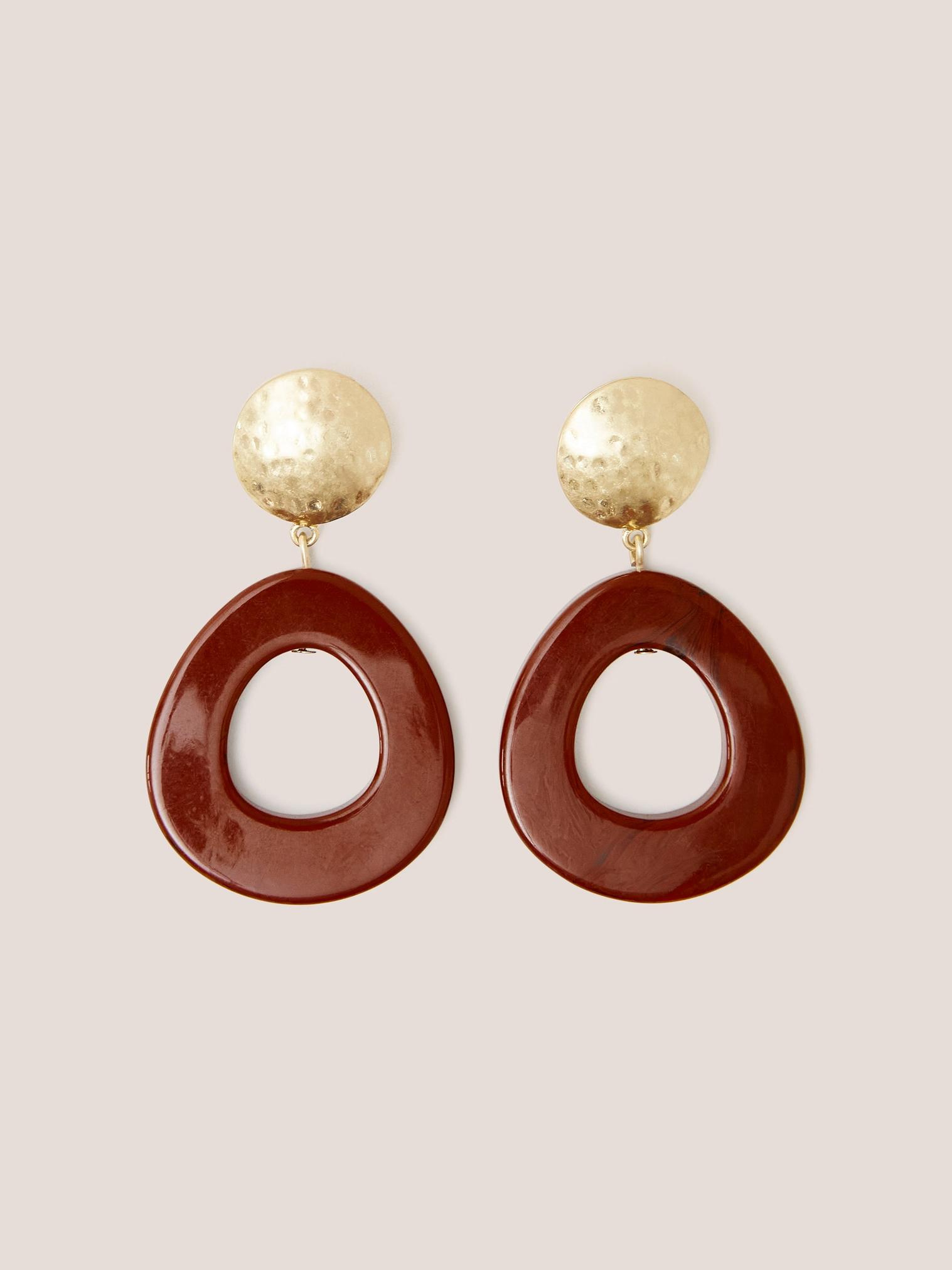 Jasmine Resin Earring in DEEP RED - FLAT FRONT