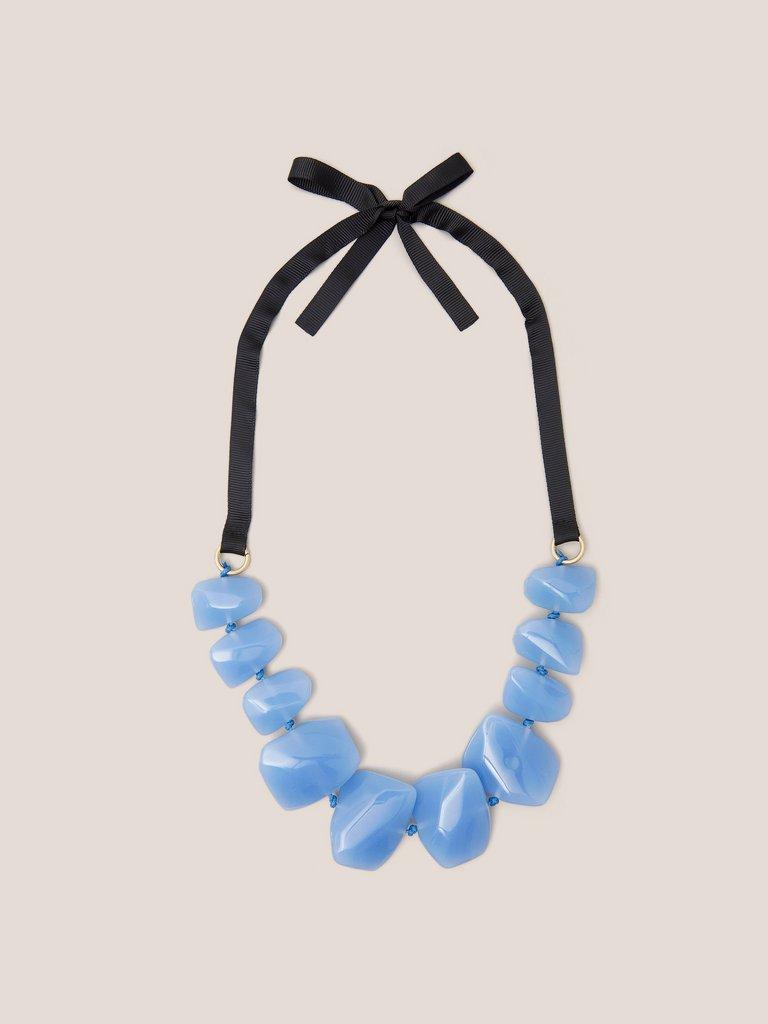 Magnolia Resin Necklace in MID BLUE - FLAT FRONT