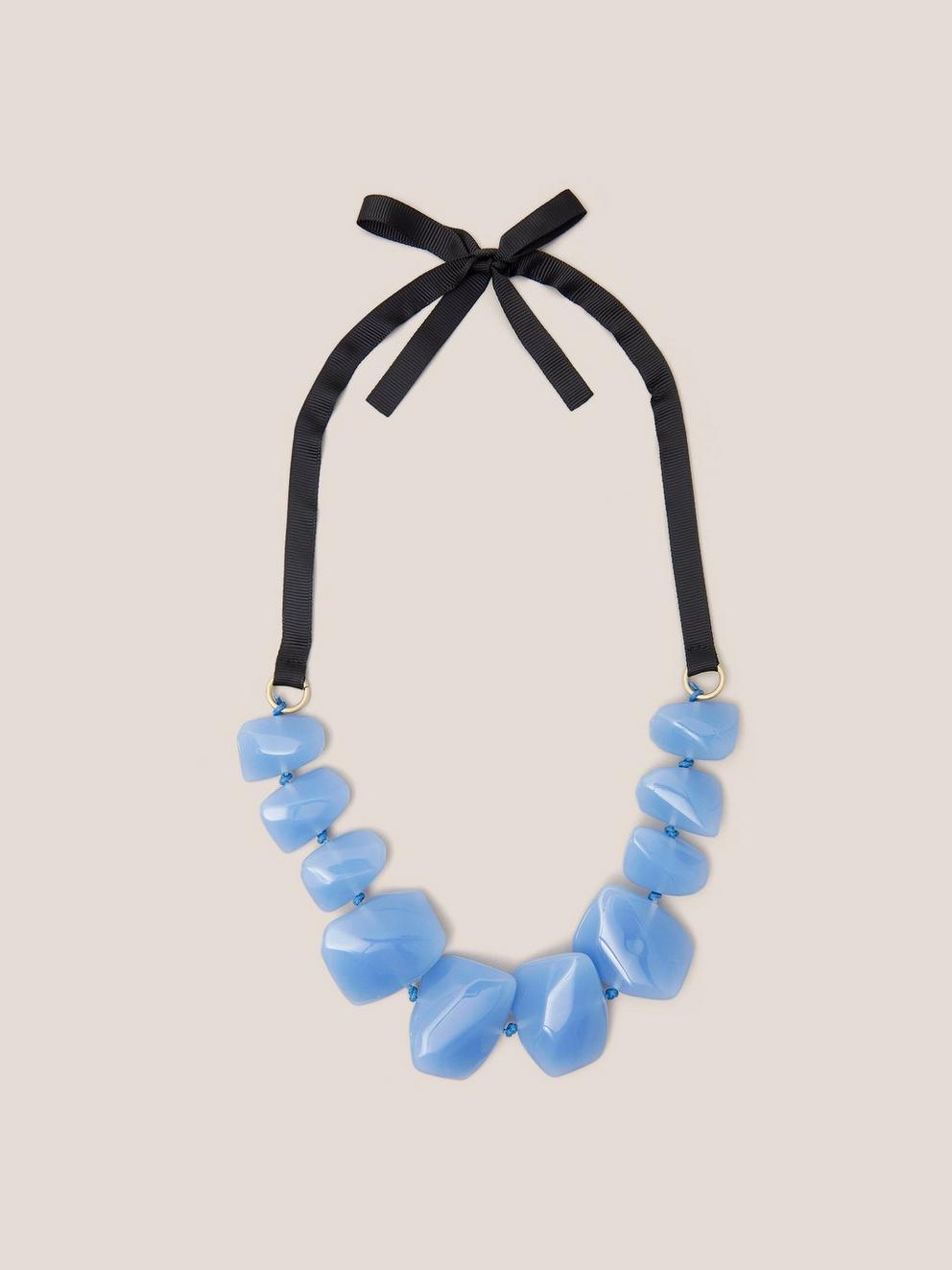 Magnolia Resin Necklace in MID BLUE - FLAT FRONT