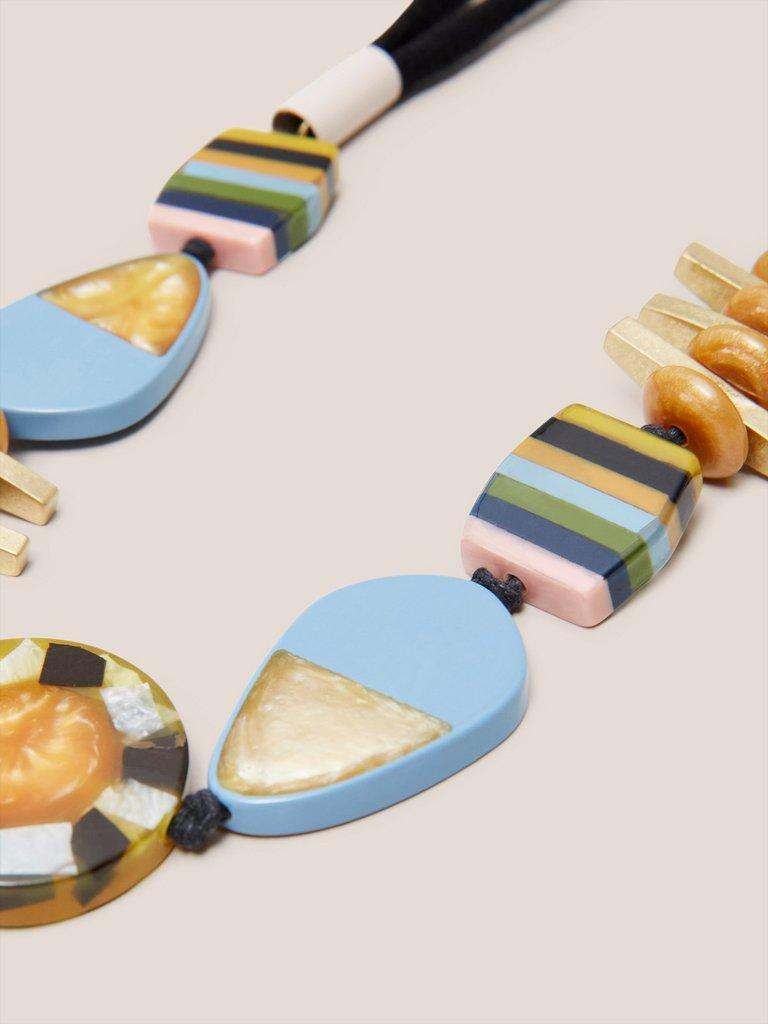 Petunia Resin Necklace in BLK MLT - FLAT DETAIL