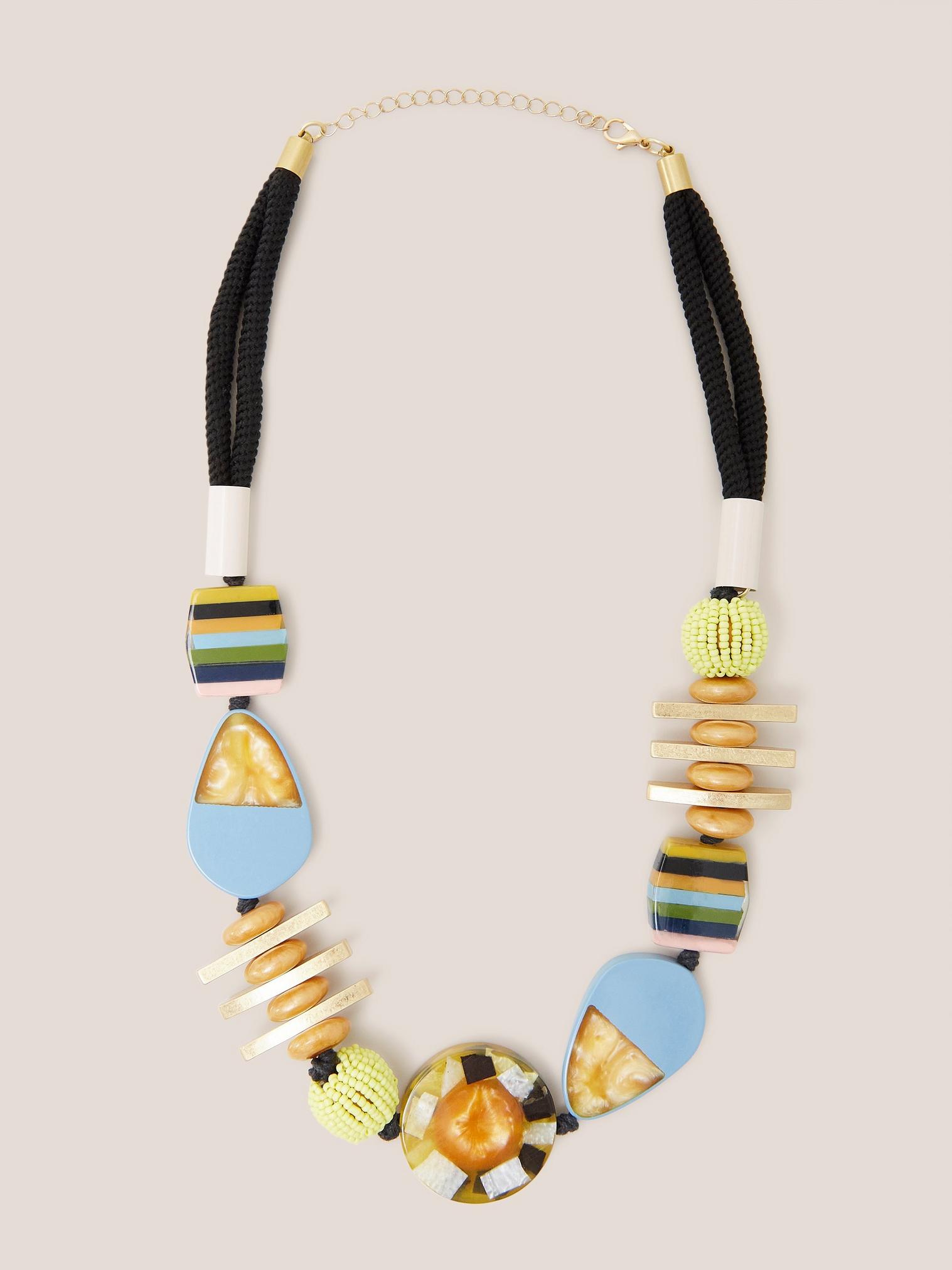 Petunia Resin Necklace in BLK MLT - FLAT FRONT