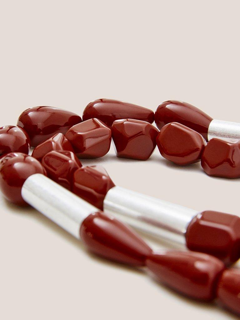 Jasmine Bead Necklace in DEEP RED - FLAT DETAIL