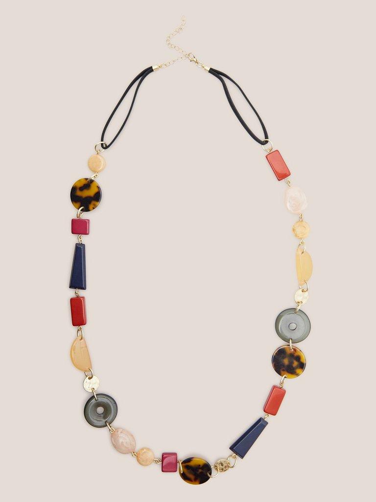Geranium Long Multi Necklace in BLK MLT - FLAT FRONT