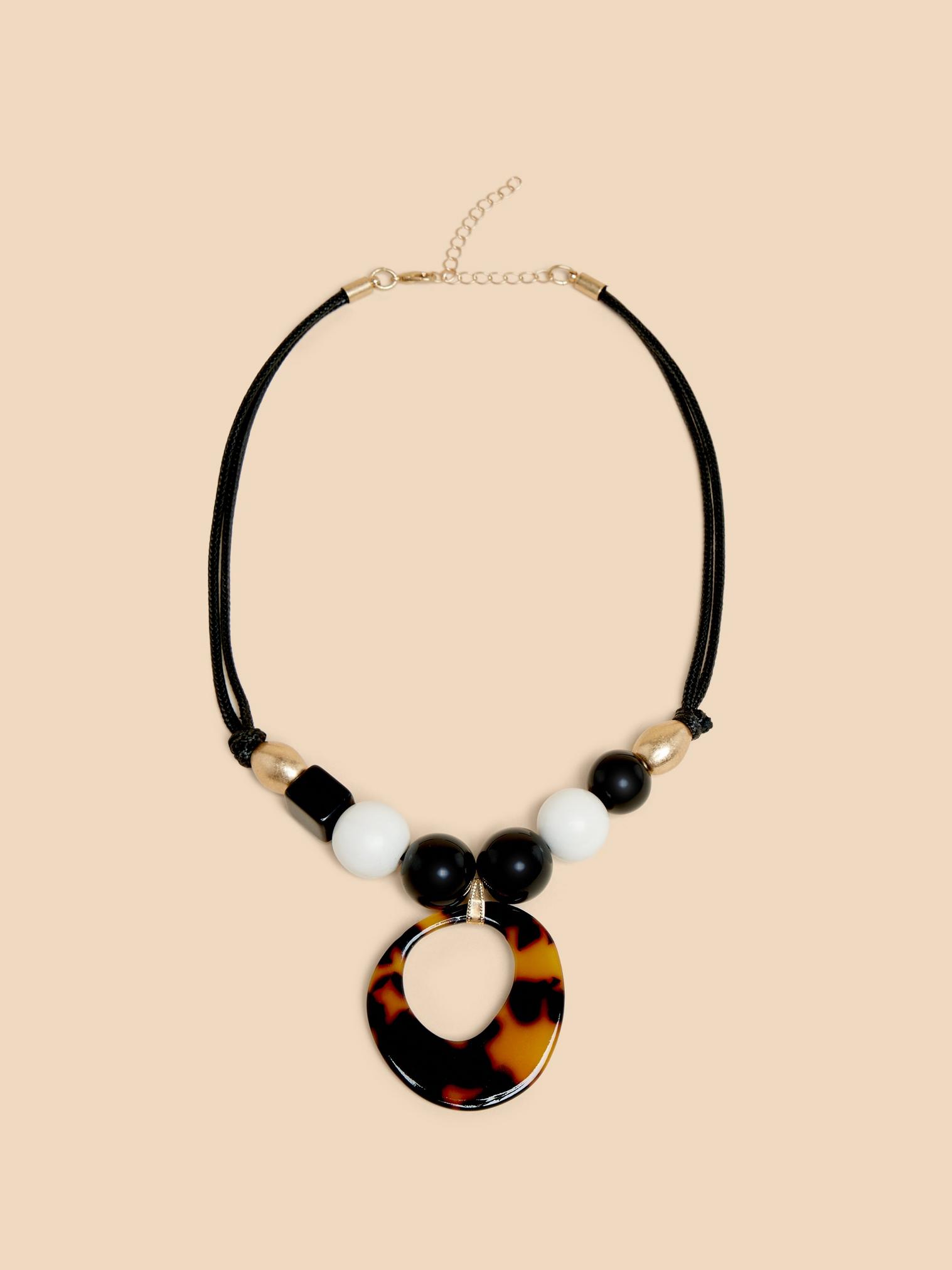 Lilium Suede Bead Necklace in BLK MLT - FLAT FRONT